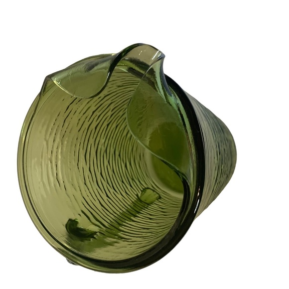 Anchor Hocking Soreno Crinkle Glass Juice Pitcher Avocado Green 1966-1970 - Picture 14 of 16
